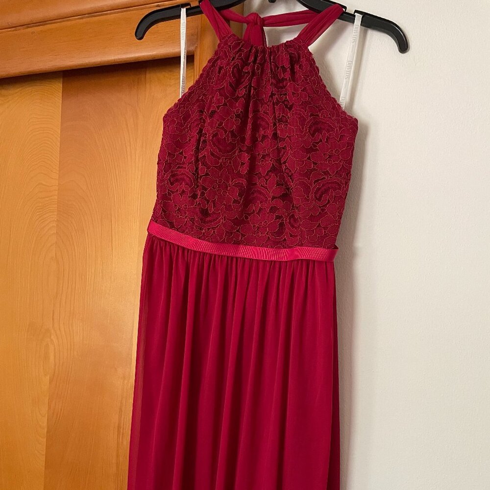 David's Bridal Red Tie Back Dress